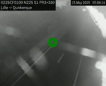 Webcam autoroute A25 (N225) à hauteur de Bergues (Bierne). Vue orientée vers Dunkerque.