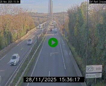 Webcam sur la N165 après le Pont de l'Iroise, à l'entrée de Brest