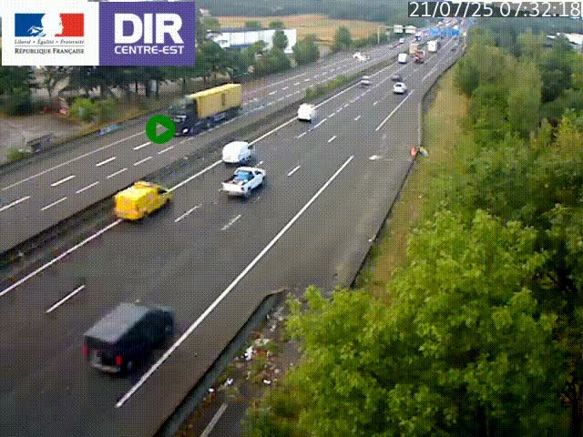 Caméra de circulation à Saint-Priest à la jonction entre l'A43 et l'A46 en direction de Marseille
