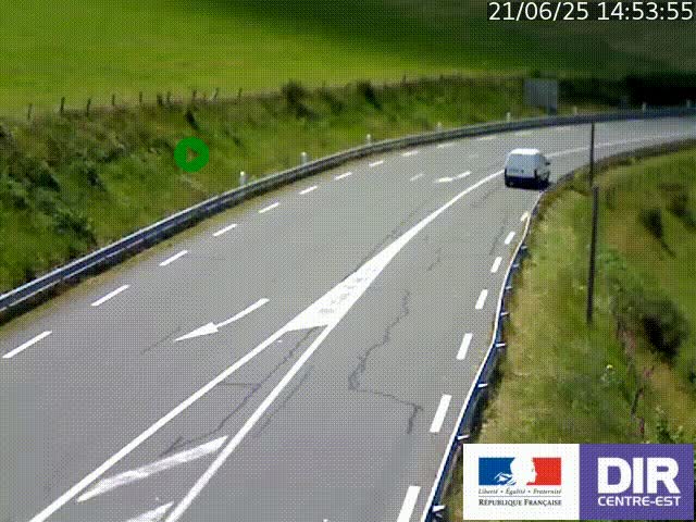 Webcam sur le col Pin Bouchain, vue orientée vers Roanne, en provenance de Lyon sur la nationale 7 (N7)