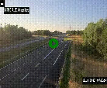 Webcam autoroute A150 à hauteur de La Vaupalière en périphérie de Rouen. Vue orientée vers Rouen