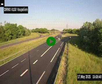 Webcam autoroute A150 à hauteur de La Vaupalière en périphérie de Rouen. Vue orientée vers Rouen