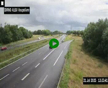 Webcam autoroute A150 à hauteur de La Vaupalière en périphérie de Rouen. Vue orientée vers Rouen