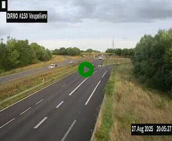 Webcam autoroute A150 à hauteur de La Vaupalière en périphérie de Rouen. Vue orientée vers Rouen