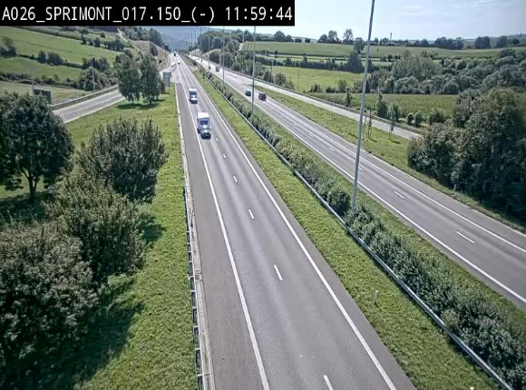 Webcam E25 (A26) à hauteur de Sprimont en direction de Liège et en provenance de Bastogne