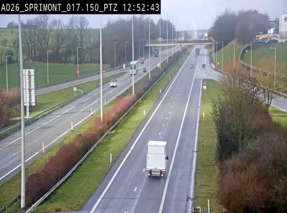 Webcam A26 (E25) à Sprimont, sur l'autoroute entre Liège et Arlon. Vue orientée vers le Luxembourg