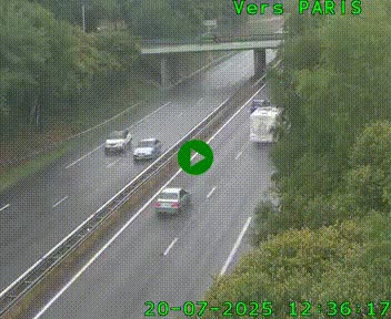 Caméra routière sur l'autoroute A20 au nord de Limoges, à la jonction avec la N520. Vue orientée vers Paris