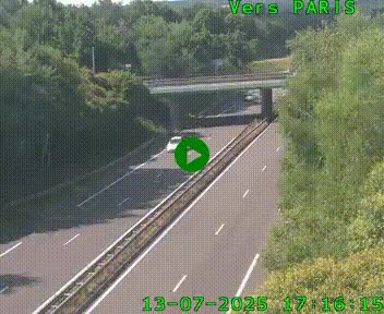 Caméra routière sur l'autoroute A20 au nord de Limoges, à la jonction avec la N520. Vue orientée vers Paris