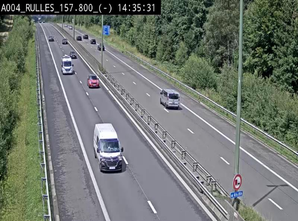 Webcam à Marbehan sur l'E411 à hauteur de la sortie 28a Rulles. Vue orientée vers Bruxelles