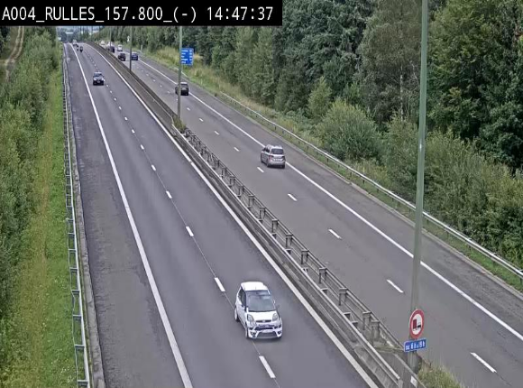 Webcam à Marbehan sur l'E411 à hauteur de la sortie 28a Rulles. Vue orientée vers Bruxelles