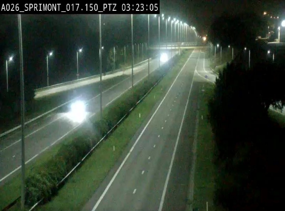 Webcam A26 (E25) à Sprimont, sur l'autoroute entre Liège et Arlon. Vue orientée vers le Luxembourg