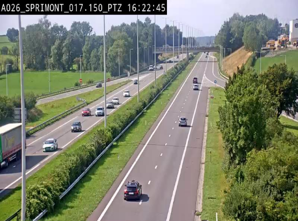 Webcam A26 (E25) à Sprimont, sur l'autoroute entre Liège et Arlon. Vue orientée vers le Luxembourg
