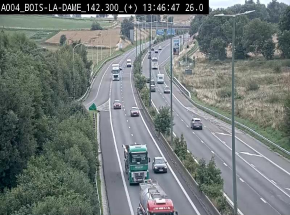Webcam située entre la sortie 29 Neufchâteau et la jonction avec l'E25 en direction de Liège et Luxembourg