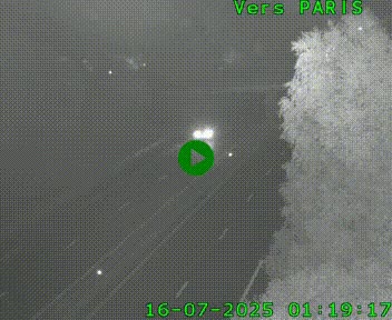 Caméra routière sur l'autoroute A20 au nord de Limoges, à la jonction avec la N520. Vue orientée vers Paris