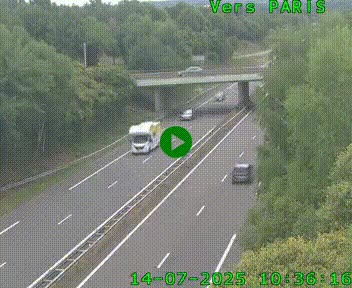 Caméra routière sur l'autoroute A20 au nord de Limoges, à la jonction avec la N520. Vue orientée vers Paris