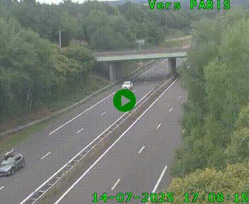 Caméra routière sur l'autoroute A20 au nord de Limoges, à la jonction avec la N520. Vue orientée vers Paris