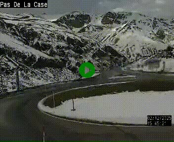 Webcam sur la N22 au niveau du poste frontière entre la France et Andorre à proximité de Pas de la Case à plus de 2000 mètres d'altitude