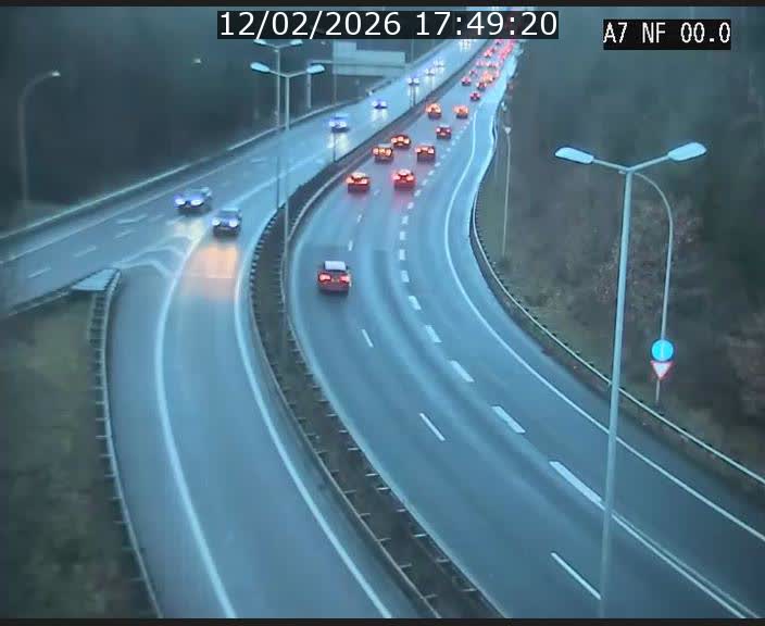 Caméra autoroute Luxembourg A7 - Echangeur A1/A7 Grünewald direction Tunnel Stafelter