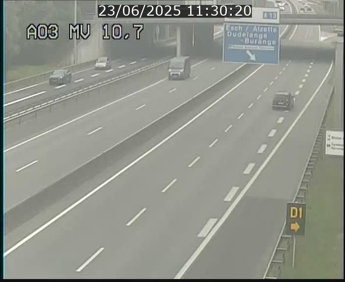 Traffic live webcam Luxembourg Croix de Bettembourg - A3 - BK 10.7 - direction France