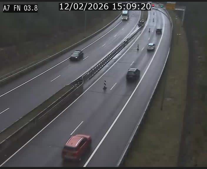 Caméra autoroute Luxembourg A7 - Passage à gibier Rëngelbour - direction Tunnel Stafelter