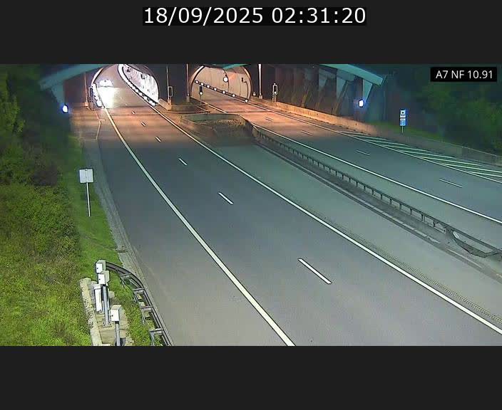 Caméra trafic Luxembourg - A7, Tunnel Gousselerbierg, entrée sud, direction Mersch