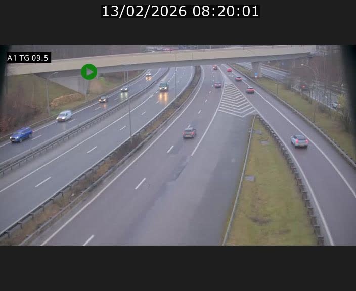 Traffic live webcam Luxembourg Jonction Grünewald - A1 direction Luxembourg-ville - BK 9.5
