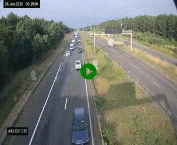 Webcam autoroute A63 en périphérie de Bordeaux au sud-est de la ville, en provenance du bassin d'Arcachon. Vue orientée vers Bordeaux
