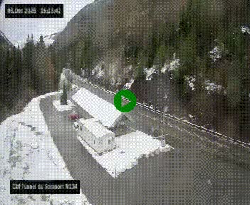 Webcam à l'entrée du tunnel du Somport, côté français, sur la N134, dans les Pyrénées, en direction de l'Espagne, à 1116 mètres d'altitude