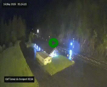 Webcam à l'entrée du tunnel du Somport, côté français, sur la N134, dans les Pyrénées, en direction de l'Espagne, à 1116 mètres d'altitude