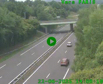 Caméra routière sur l'autoroute A20 au nord de Limoges, à la jonction avec la N520. Vue orientée vers Paris