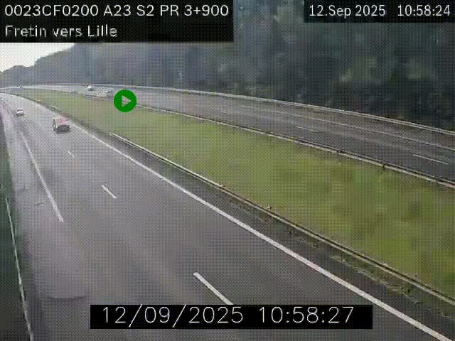 Webcam autoroute A23 à hauteur de Fretin. Vue orientée vers Lille