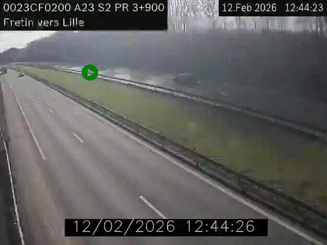 Webcam autoroute A23 à hauteur de Fretin. Vue orientée vers Lille