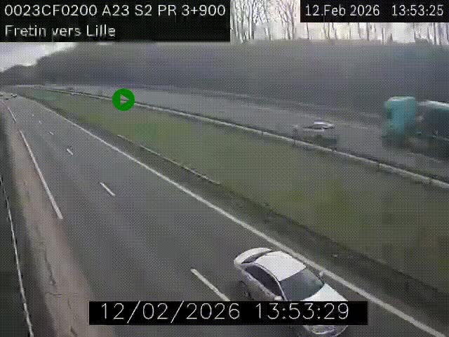 Webcam autoroute A23 à hauteur de Fretin. Vue orientée vers Lille