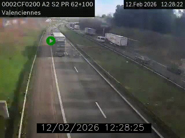 Webcam autoroute A2 à Valenciennes. Vue orientée vers Maubeuge et Mons (Belgique)