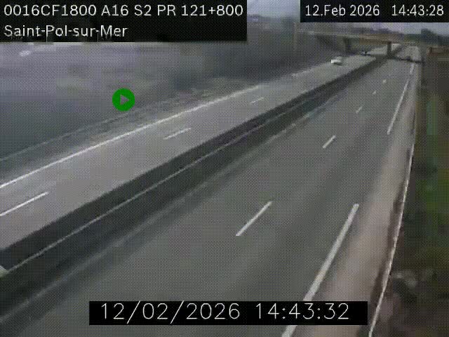 Webcam autoroute A16 à proximité de Dunkerque, à hauteur de la sortie Saint-Pol-sur-Mer. Vue orientée vers Calais