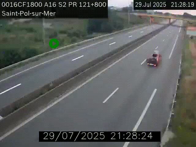 Webcam autoroute A16 à proximité de Dunkerque, à hauteur de la sortie Saint-Pol-sur-Mer. Vue orientée vers Calais