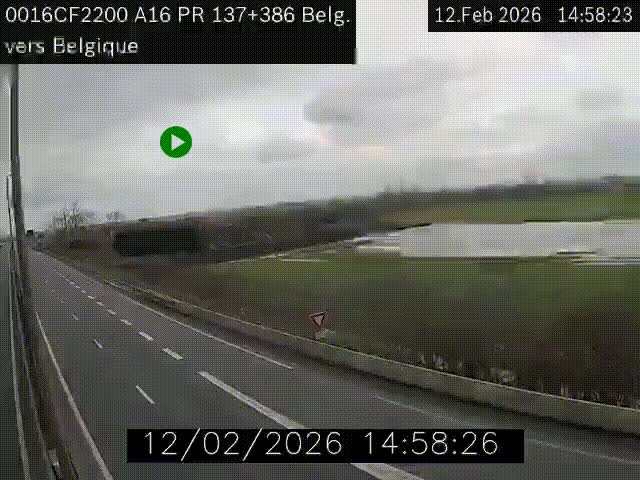 Webcam à la frontière franco-belge au niveau de Bray-Dunes/De-Panne sur l'autoroute A16. Vue orientée vers la Belgique