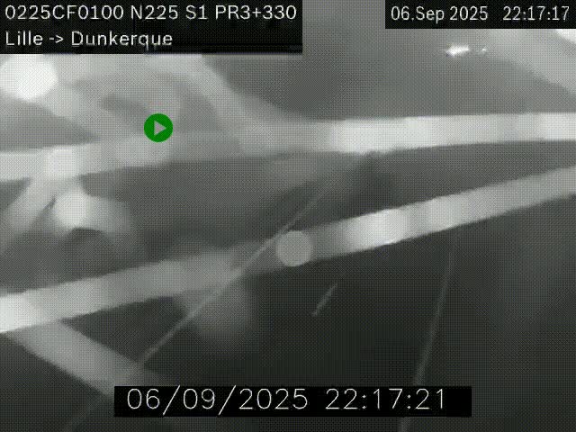 Webcam autoroute A25 (N225) à hauteur de Bergues (Bierne). Vue orientée vers Dunkerque.