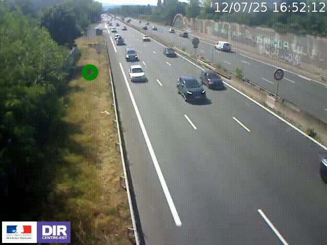 Webcam à Bron sur l'A43 à la jonction avec le boulevard périphérique de Lyon (D383). Vue orientée vers Lyon