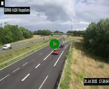 Webcam autoroute A150 à hauteur de La Vaupalière en périphérie de Rouen. Vue orientée vers Rouen