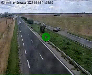 Webcam à hauteur de Vert-en-Drouais sur la N12, en périphérie de Dreux. Vue orientée vers Alençon