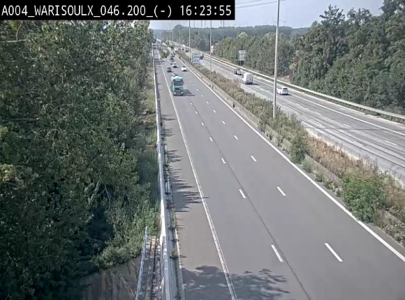 Webcam sur l'E411 à proximité de la jonction avec l'E42 à Warisoulx. Vue orientée vers le nord