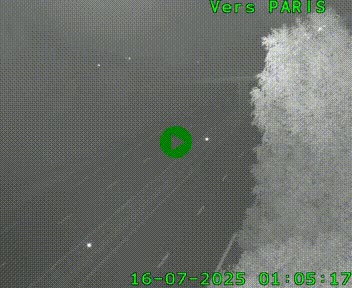 Caméra routière sur l'autoroute A20 au nord de Limoges, à la jonction avec la N520. Vue orientée vers Paris