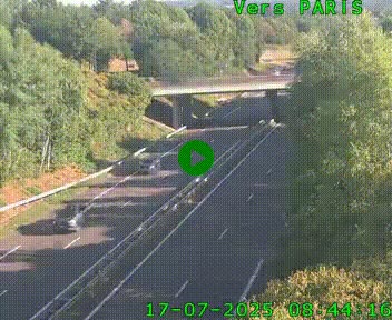 Caméra routière sur l'autoroute A20 au nord de Limoges, à la jonction avec la N520. Vue orientée vers Paris
