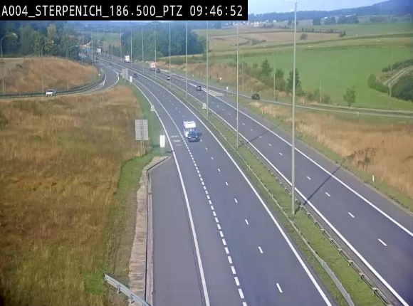 Webcam E411 à Sterpenich en Belgique près de la frontière du Luxembourg. Vue orientée vers Bruxelles