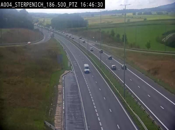 Webcam E411 à Sterpenich en Belgique près de la frontière du Luxembourg. Vue orientée vers Bruxelles