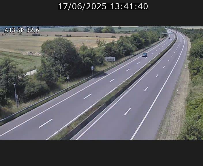 Webcam info trafic A13 à hauteur de Mondorf-les-bains. Vue orientée vers Altwies