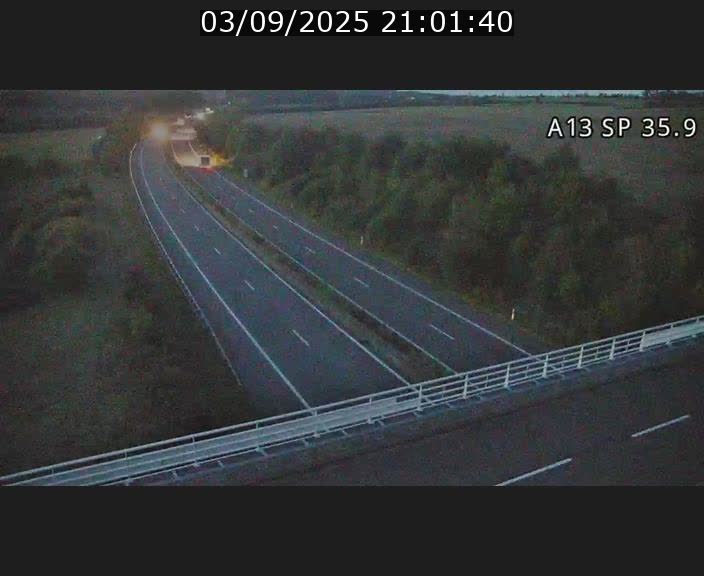 Webcam trafic sur A13 à l'entrée ouest du tunnel Markusbierg à Remerschen. Vue orientée vers Mondorf-les-Bains.