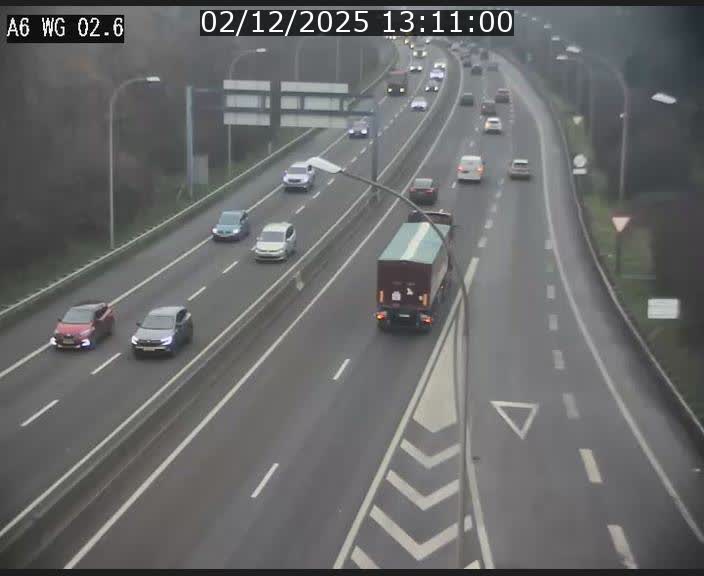 Traffic live webcam Luxembourg Croix de Cessange - A6 - BK 2.6 - direction France/Allemagne