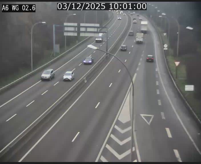 Traffic live webcam Luxembourg Croix de Cessange - A6 - BK 2.6 - direction France/Allemagne